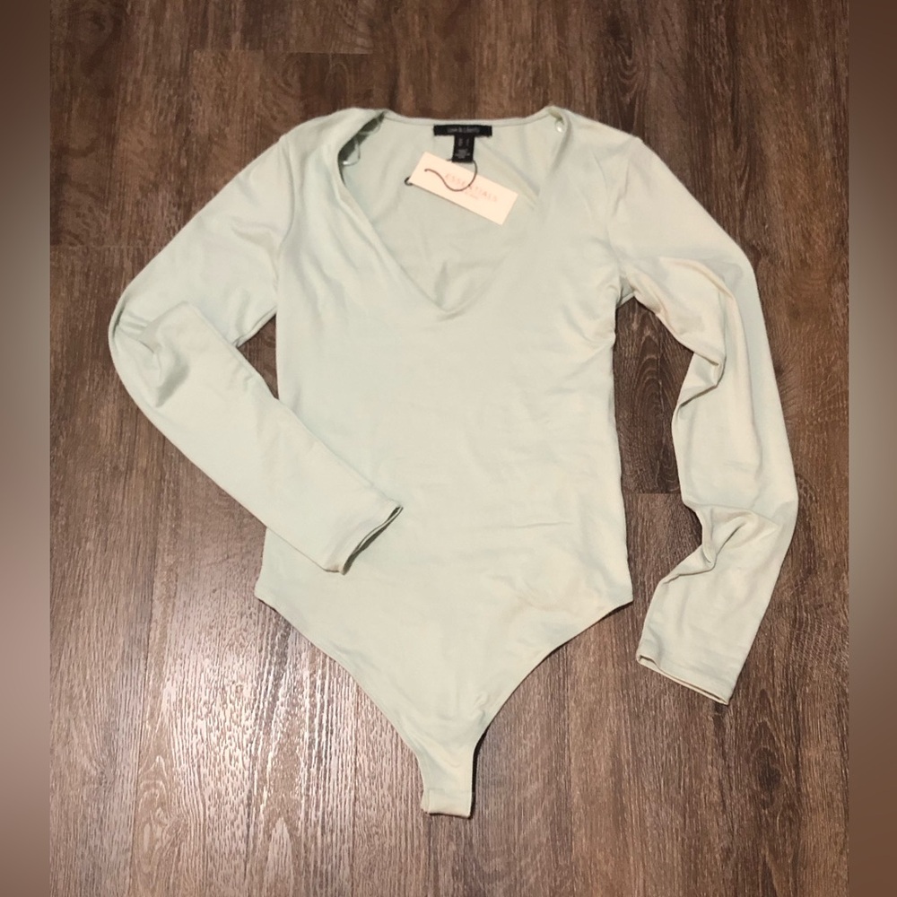 NWT - Light Aqua Long-Sleeve V-Neck Bodysuit
